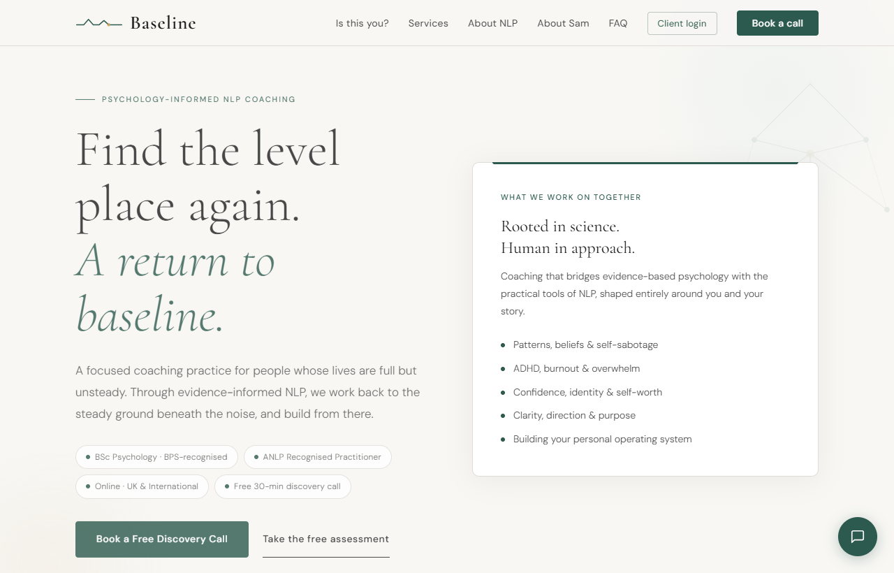Baseline Coaching homepage